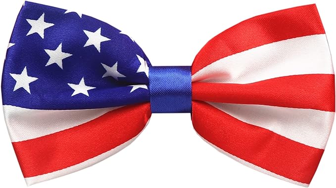 Men Bow Tie American USA United States Stars and Stripes Bow Tie Clip on Novelty