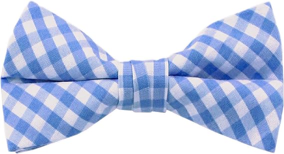 Men's Gingham Checkered Pattern Pre-Tied Clip-On Bow Tie